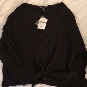 NWT Forever 21 Black Tie Up Top